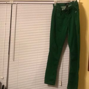 Green skinny jeans